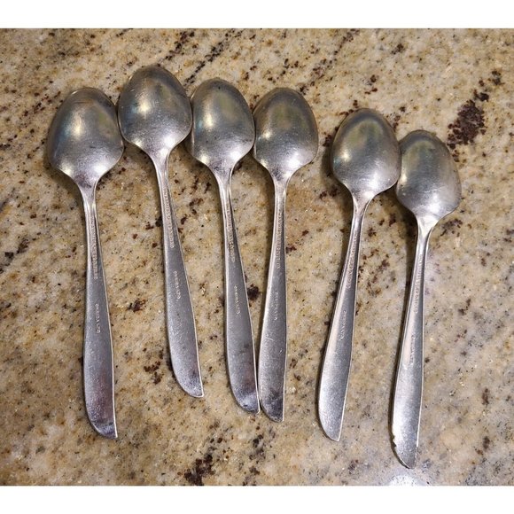 Vintage Wm. Rogers Oneida Spoons Always Wildwood Set of 6 Silver Overlay - Picture 8 of 10